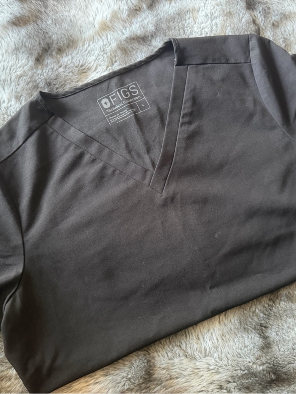 Figs Black 3 Pocket Kasma V-Neck Medical Scrub Top
